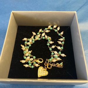 Beautiful fresh pearls and turquoise beads bracelet